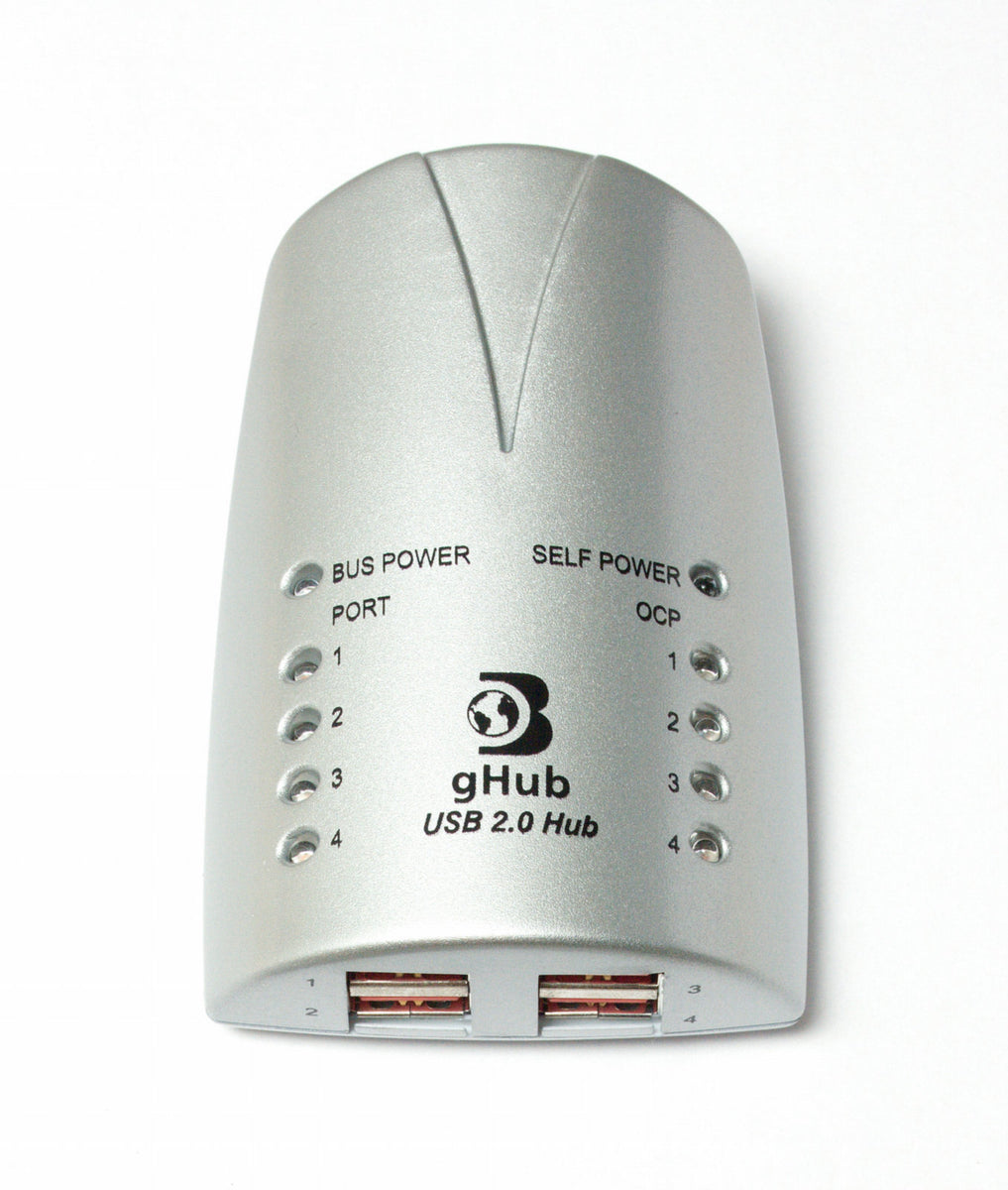 Hub USB 2.0 Dr Bott GHub 4 Porte – Autoalimentato, Con Protezione Sovracorrente, Cavo 2 M, Colore Bianco